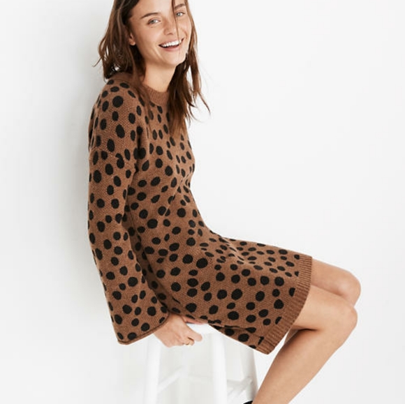 Madewell Dresses & Skirts - Madewell Leopard Dot Sweater-Dress Size Small NWT